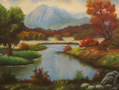 Landscape 1: mountain and lake