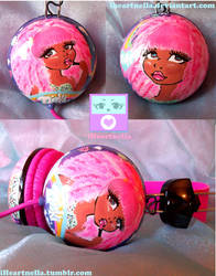 Nicki Minaj Pink Afro Headphones by Iheartnella