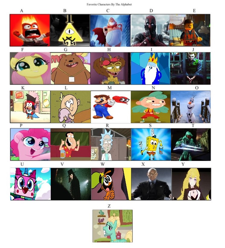 Characters by Alphabet by RaccoonBroVA on DeviantArt