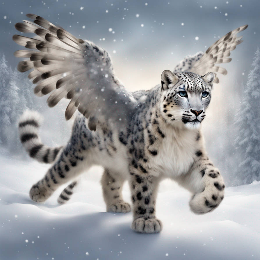 Winged Leopard Vector Snow leopard with wings by JadedSnowleopard on DeviantArt
