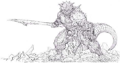Reptile Warrior lineart