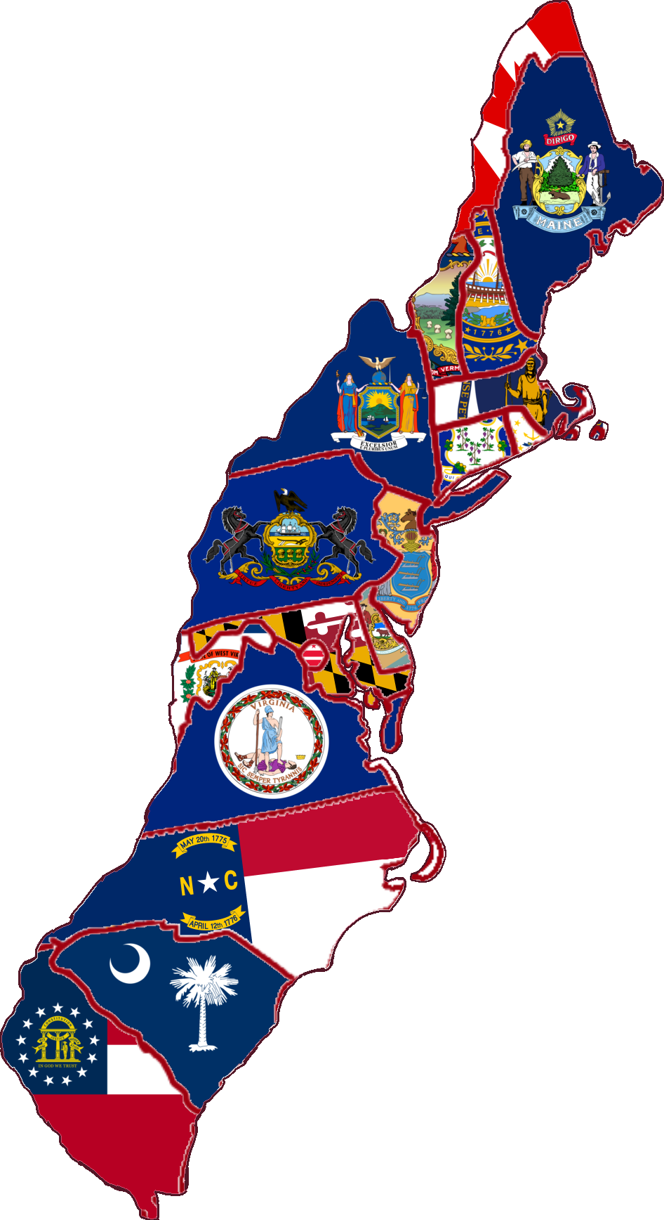 Flag map of the 13 states of america states versio by rssc2021 on ...