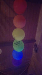 B-Day light up Balloons above the bed..   