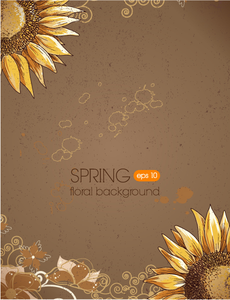 Retro-Sunflower-vector-background001