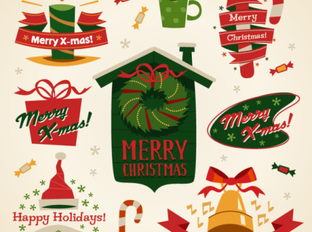 Fun-Christmas-element-tag-vector-material