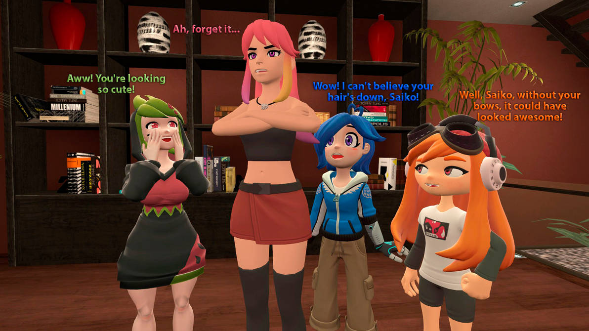 Saiko's hair down (And also Jacketless) by DavidAndreasyan2003 on