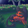 Litten sleeping in a moonlit field Commission