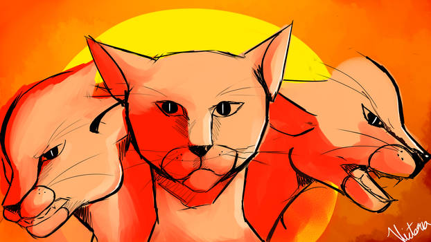 Cat Fire Doodle