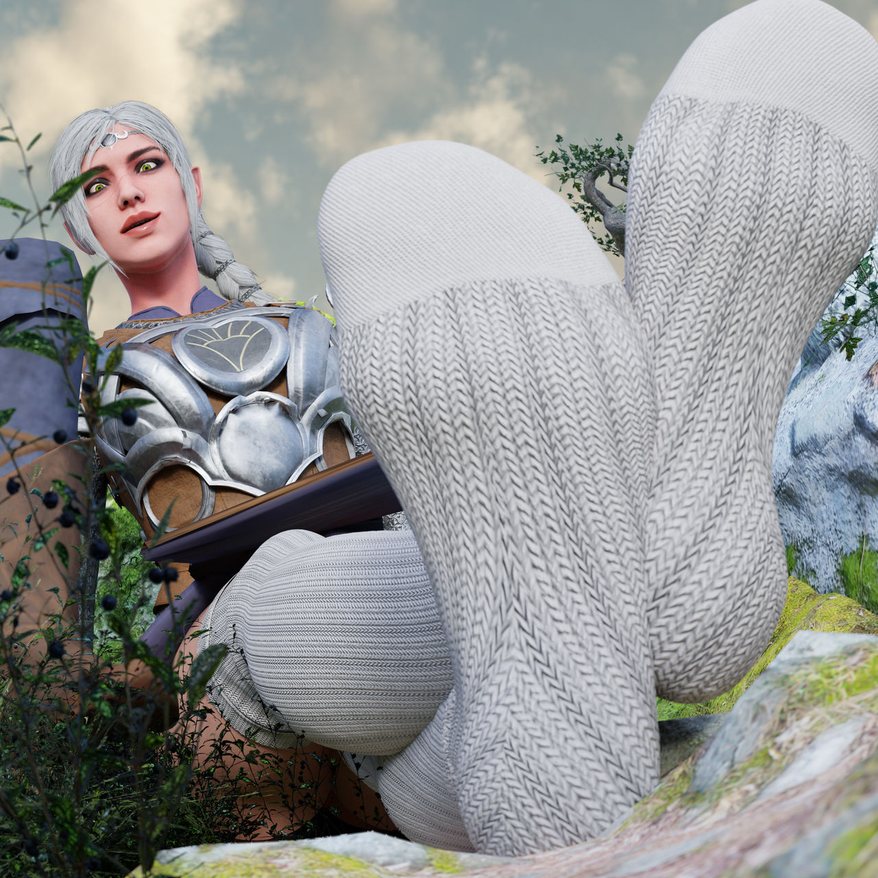 {Shadowheart White Hair White Socks} by Fioracle on DeviantArt