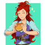 Rielle eating a burger