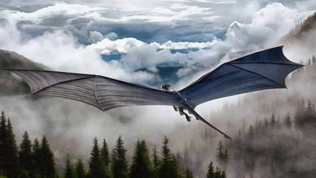 Dragon Flying Over Misty Forest