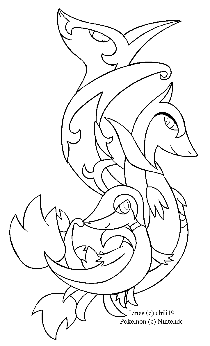 Snivy family Lineart