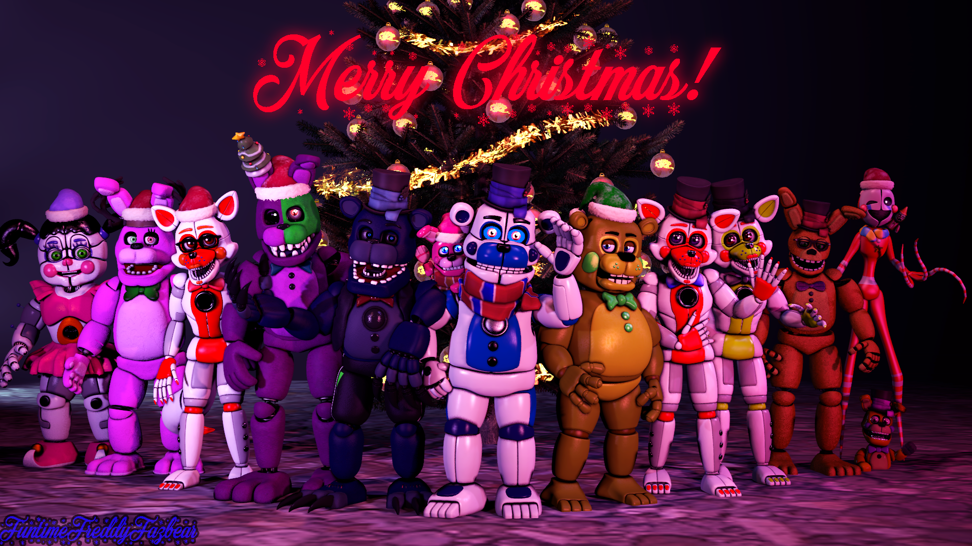 Baby Foxy Christmas - A happy Christmas at Freddy Fazbear's Pizzeria [FNAF  SFM] animation 