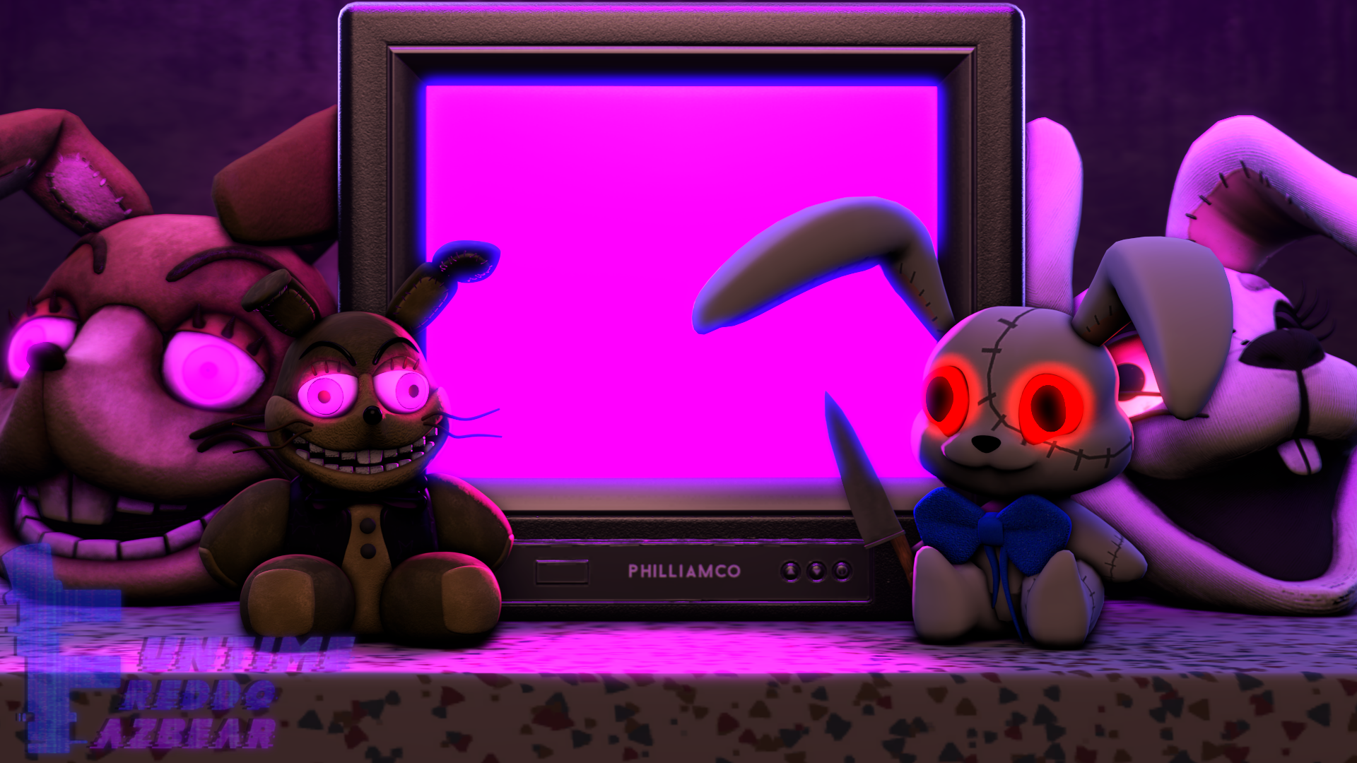 Solve FNAF - Vanny x Glitchtrap jigsaw puzzle online with 9 pieces