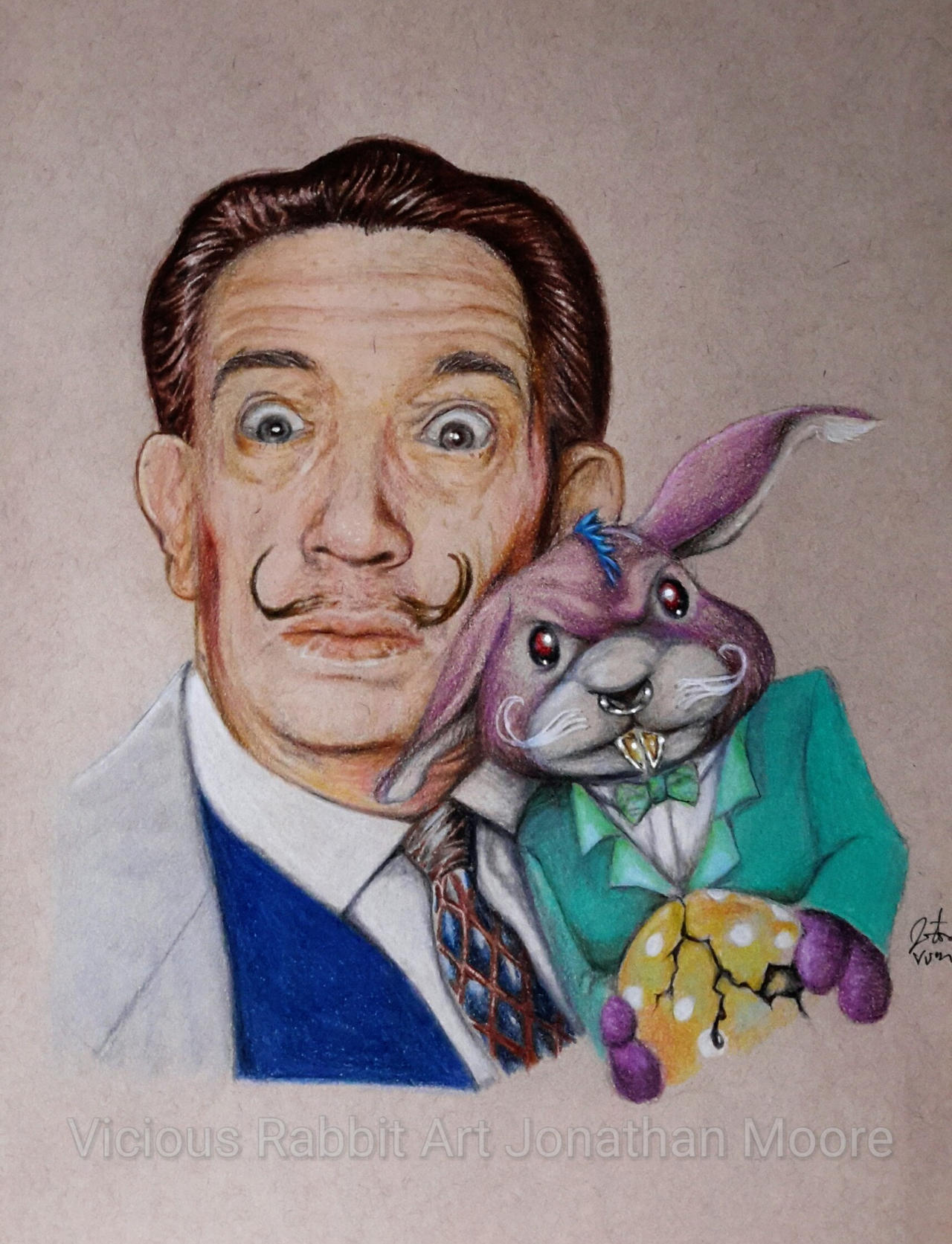 Salvador Dali and vicious rabbit by jonnydark8145 on DeviantArt