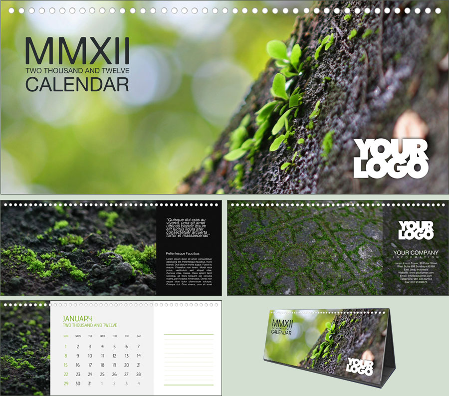 Free Calendar - Green on Black