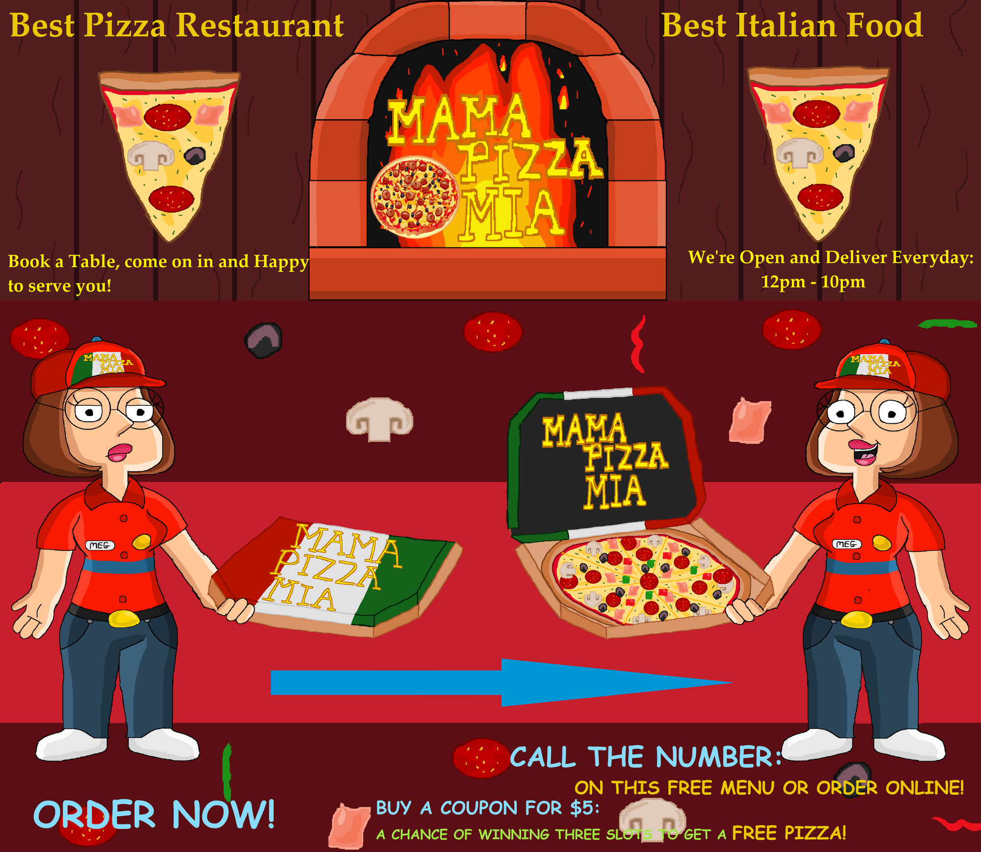 Megaroni Pizza at your Service!. by Hazlamglorius on DeviantArt