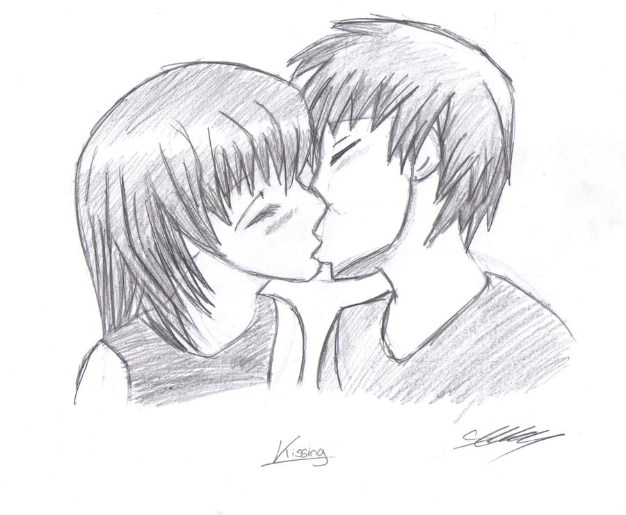 Manga Girl and Boy Kissing