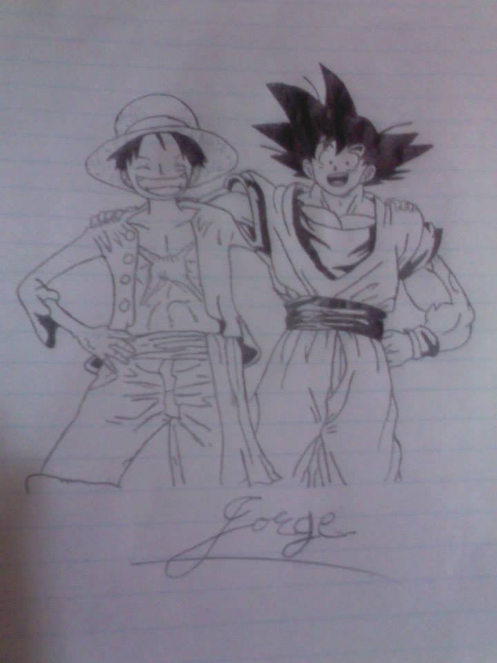 Mi dibujo Goku y luffy by SrDragonn on DeviantArt