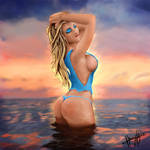 Free at sunset, version 2 (blonde) +speedpaint by henryjbarre