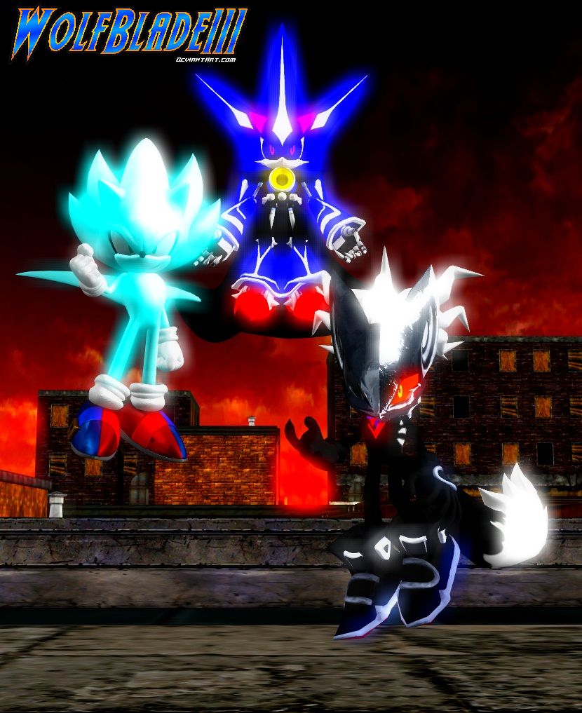 Hyper Sonic vs Super Mecha Sonic by WOLFBLADE111 on DeviantArt