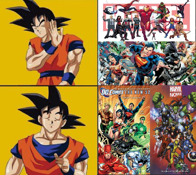 Goku Approves New 52 and Marvel Now by WOLFBLADE111 on DeviantArt