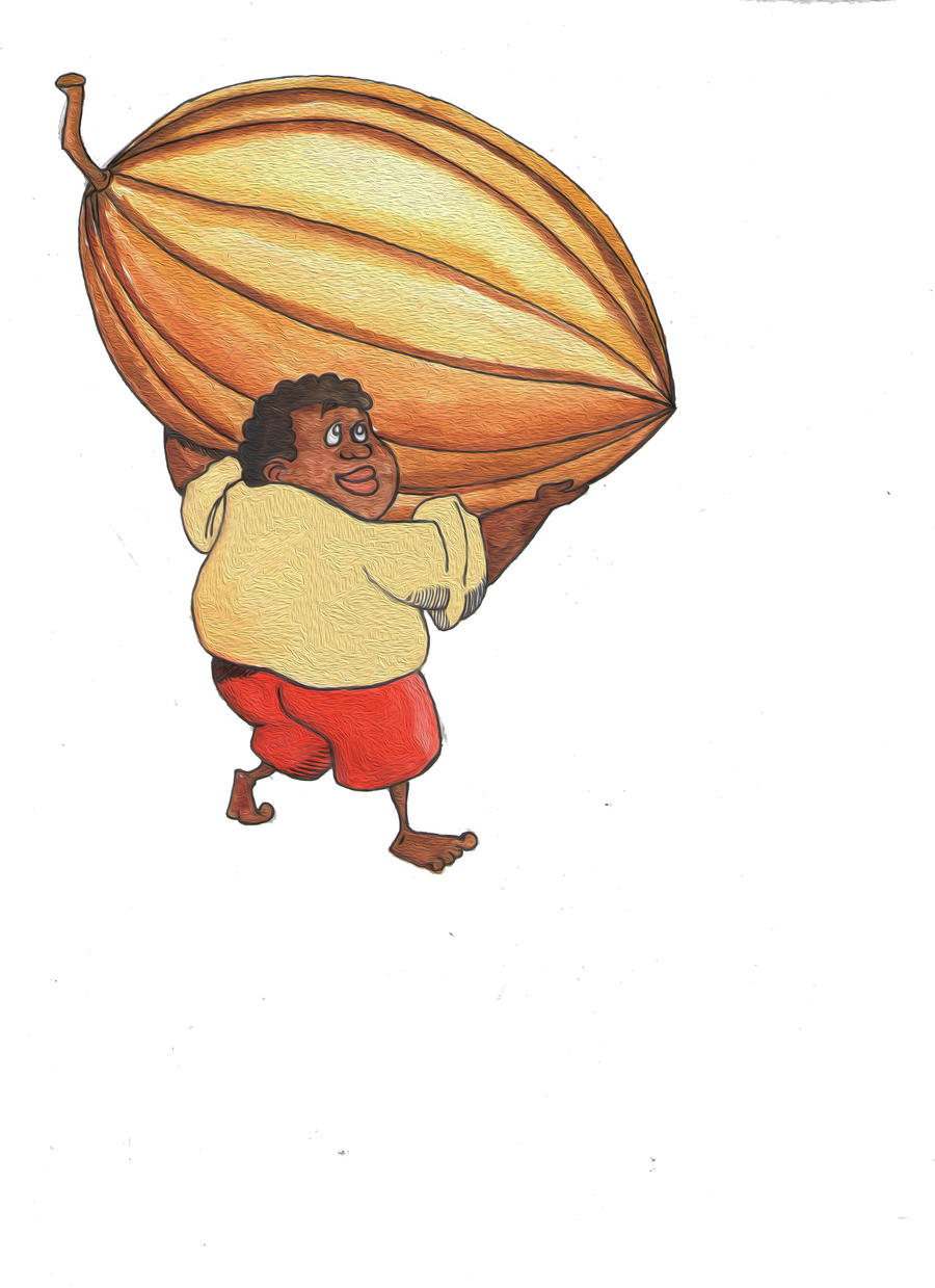 little black guy with cacao bean