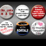 Portal 1' pinback buttons