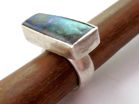 Trapeze Queensland Boulder Opal and Silver ring