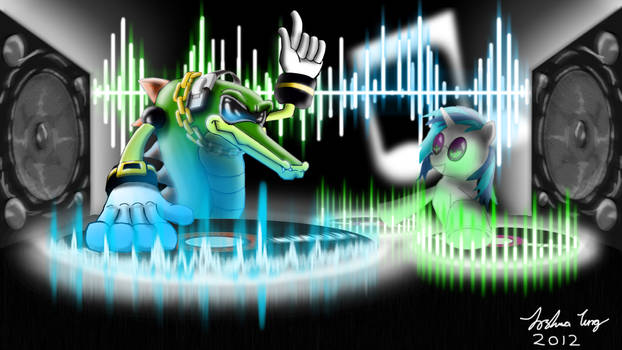 Vector the Croc and Vinyl Scratch