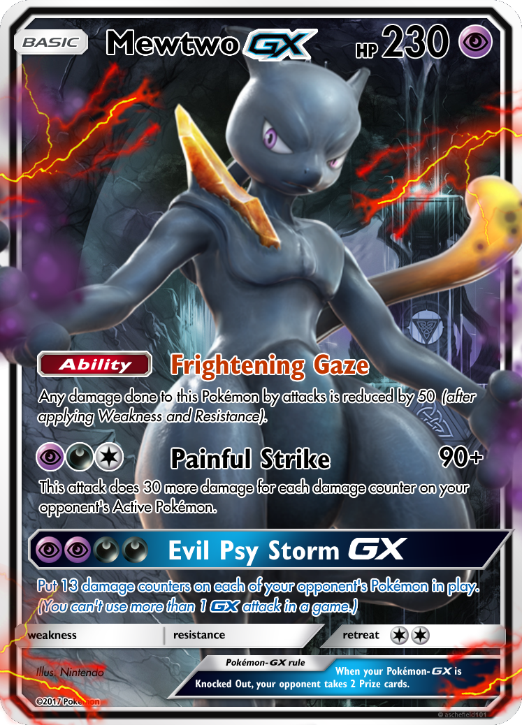 Shadow Mewtwo GX Full Art Custom Metal Pokemon Card – AcademGames