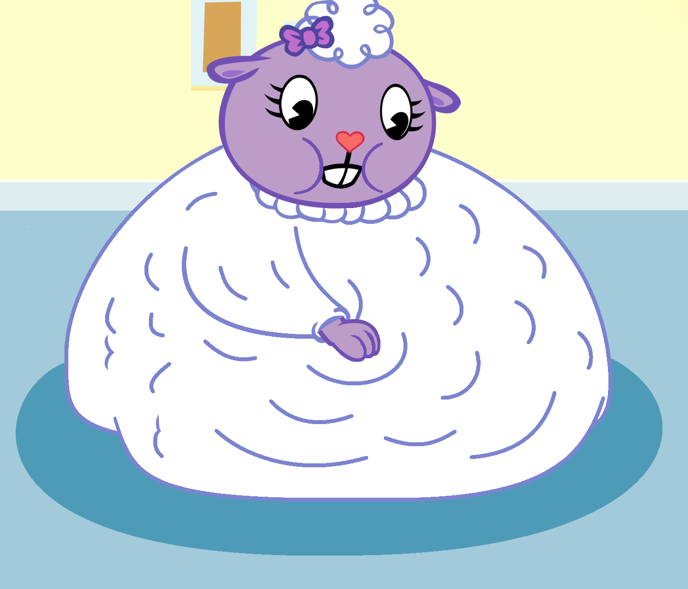 Lammy with a fat belly on the floor by roquemi on DeviantArt