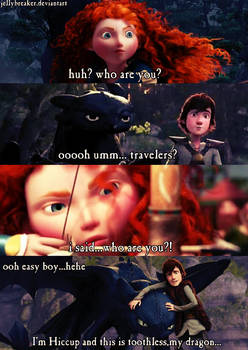 Merida meets Hiccup and Toothless..