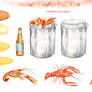 Watercolor crawfish Cliparts