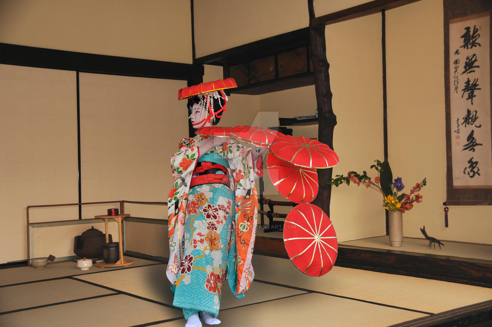 Red Hat Dancer and Japanese Home