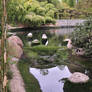 Egret on Mossy Stone Bridge