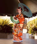 Japanese Dancer with Fan and Parasol by AndySerrano