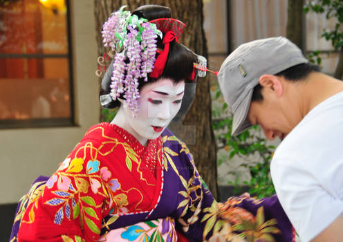 Bowing Geisha at Yoyogi Park in Meiji Jingu shrine