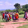 Kenya Colorful Maasai Walking
