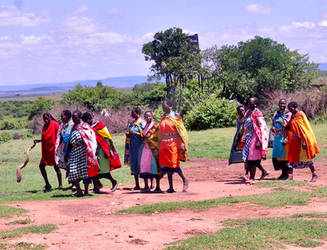 Kenya Colorful Maasai Walking