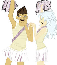 Honda and Bakura are the cheerleaders