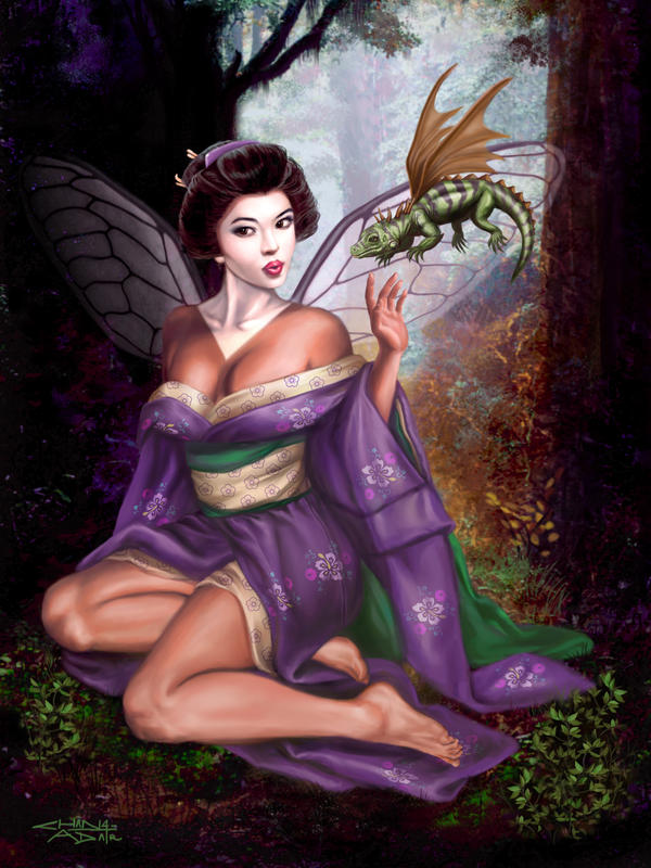 Geisha Faerie and Dragon