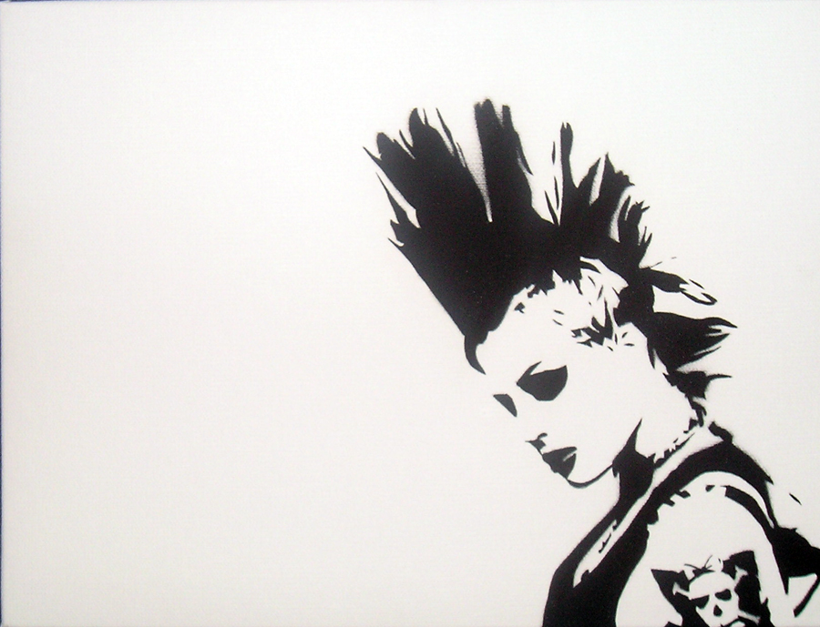 Punk Mohawk, Black and White / ToolCrypto / Pixel Art - Punk