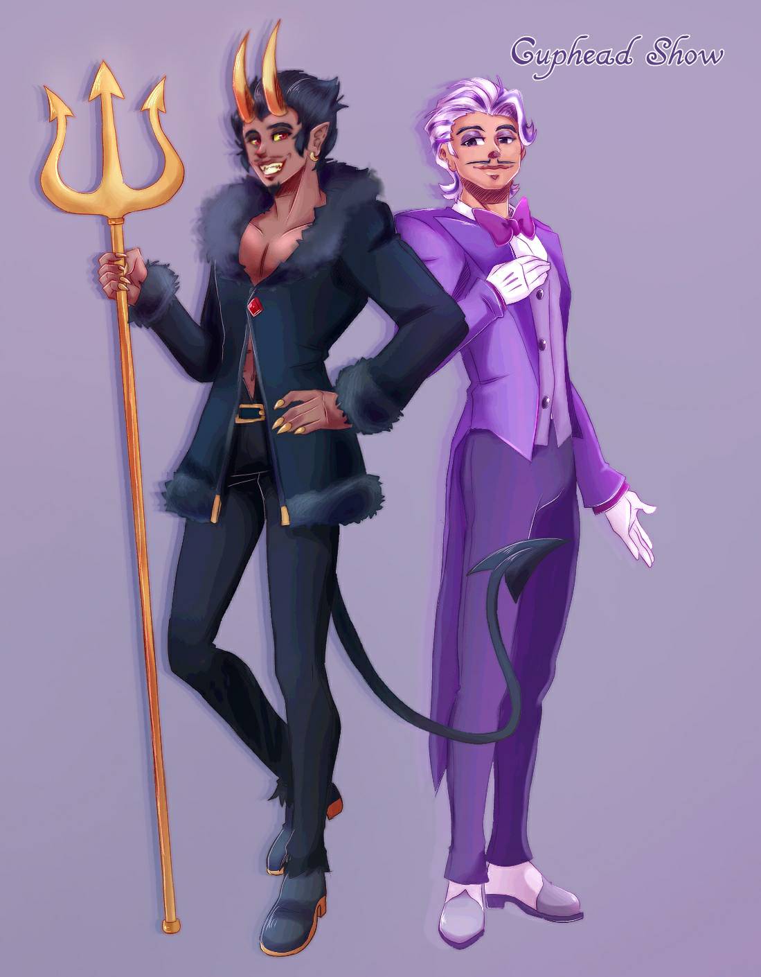 Doubled down and did The Devil and King Dice cutscene redraw w my humanised  designs + an astral realm piece that I didn't really…