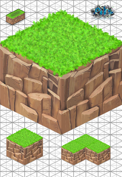 Texture 2D Isometric Grass Rock / Cliff