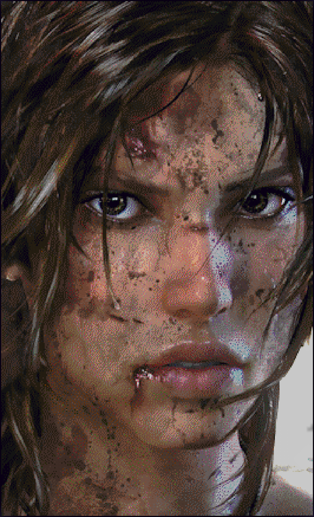 Lara Croft (Dirty Face) in minecraft pixelart