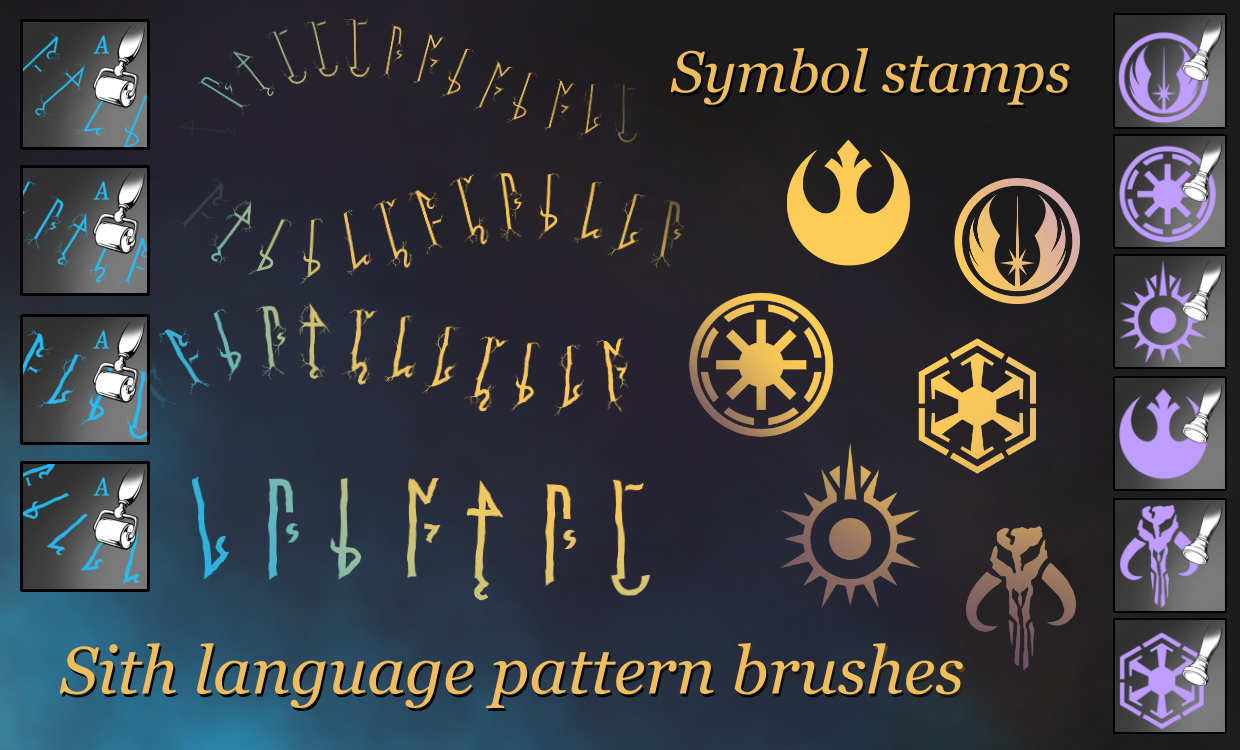 Sith Script and Galactic Icons Krita Brush Pack by DayPaintStudio on ...