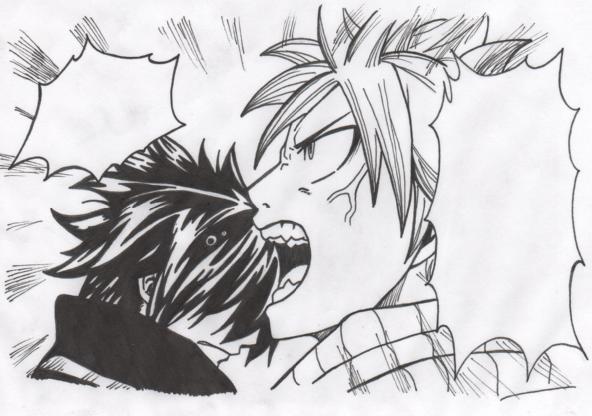 Frustrated Gray, angry Natsu