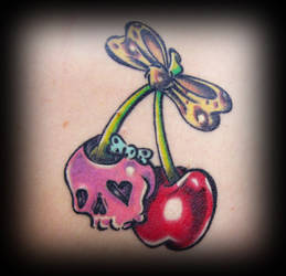 sweet skull cherries tattoo