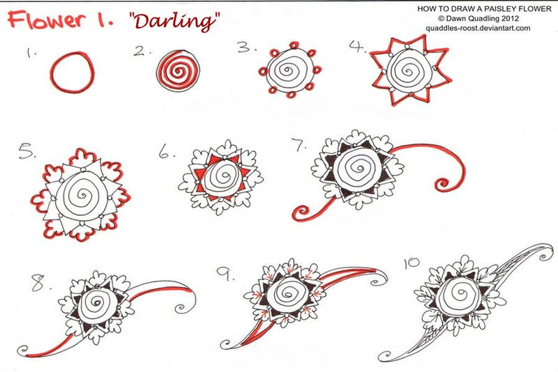 How to draw Paisley Flower 01 Darling